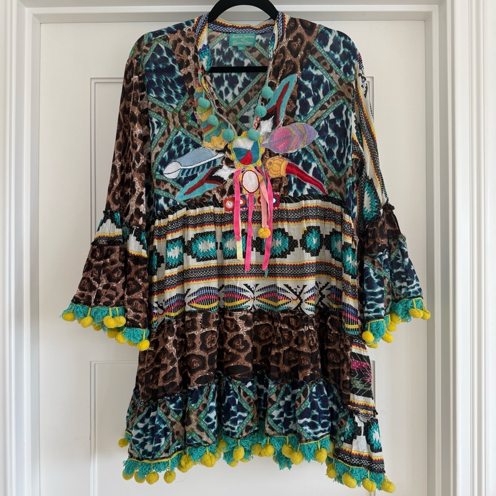 Antica Sartoria by Giacomo Cinque Tribal Mini Tunic Dress Womens One Size